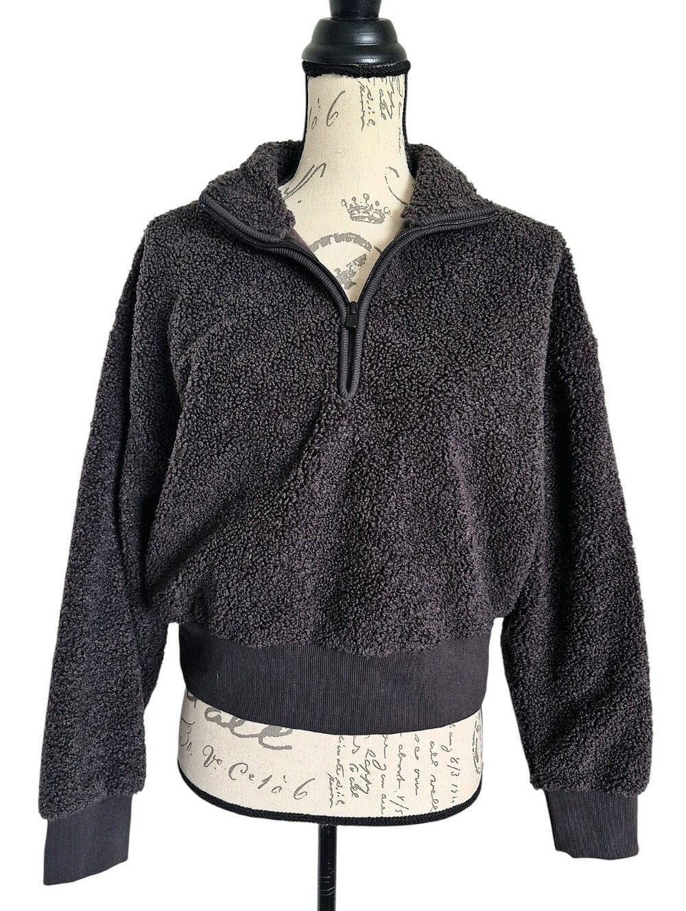Athleta In the Clouds Sherpa Fleece quarter Zip Sweatshirt S Crop Boucle Brown